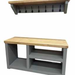 Farrow & Ball Boot & Shoe Bench With Coat Rack - Tall Storage Rustic Pine - thumbnail 2