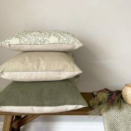 Maisie - Green Stripe Linen Modern Farmhouse Cushion Covers - thumbnail 2
