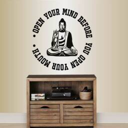 In-Style Decals Wall Vinyl Decal Art Sticker Open Your Mind Before You Mouth Buddha Quote Yoga Meditation Removable Design 122 - thumbnail 1