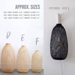 Plug-In Wall Mounted Black White Bamboo Pendant Lamp Fishing Trap Sconce Lampshade Basket - thumbnail 4