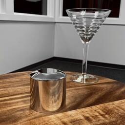 Polished Chrome Modern Art Baseball Bat Martini Side Table With Acacia Wooden Top - Amazing Christmas Birthday Gift - thumbnail 3