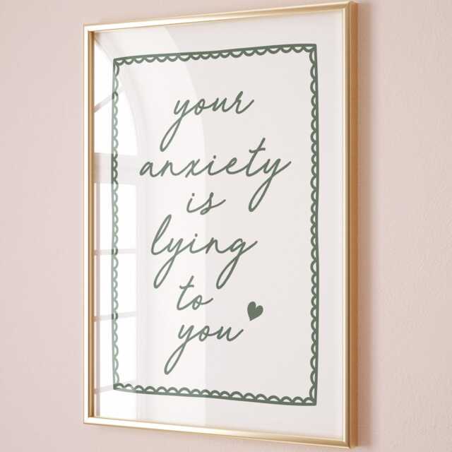 Anxiety Quote Print Sage Green Mental Health Wall Decor - image 1
