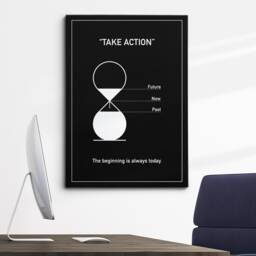 Take Action Quote Beginning Is Always Today Motivational Inspirational, Framed Canvas Wall Art Poster Print, Home Office & Room Decor, Gift - thumbnail 1