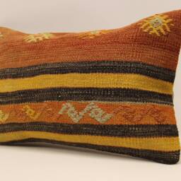 12x20 Turkish Kilim Pillow, Bohemian Carpet Pillow, Handwoven Lumbar, Boho Sham Cover, Throw Pillow, Cushion Home Decor 4Oef-581 - thumbnail 3