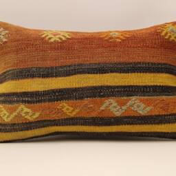 12x20 Turkish Kilim Pillow, Bohemian Carpet Pillow, Handwoven Lumbar, Boho Sham Cover, Throw Pillow, Cushion Home Decor 4Oef-581 - thumbnail 2