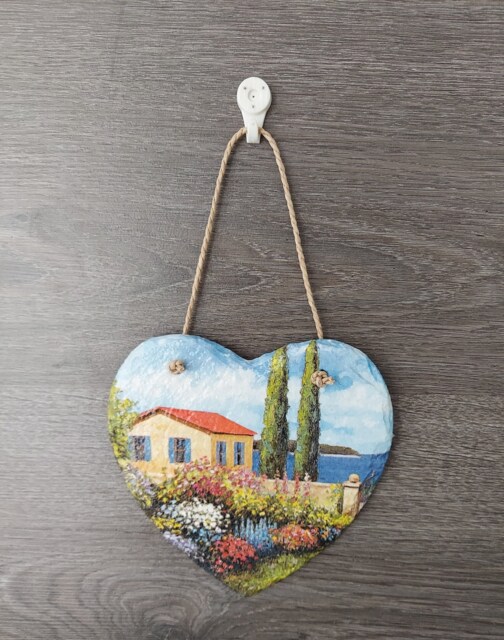 Handmade Slate Heart Plaque House By The Sea Wall Decor - image 1