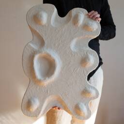 Japandi Wall Art - Wabi Sabi Relief Sculpture Plaster Sculptural Organic Shapes White Abstract - thumbnail 4
