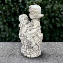 Outdoor Girl With Boy Statue Concrete Children Figurine Large Kids Sculpture Garden Family Ornament Memorial Front Door Decoration - thumbnail 2