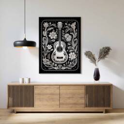 Mexican Print, Poster, D??cor, Latin American Art, Vintage Black & White Wall Large Print - thumbnail 1