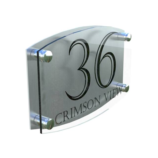 Modern Contemporary Property Number Door Sign Plaque - Ema4-24B-S-C - image 1