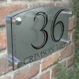 Modern Contemporary Property Number Door Sign Plaque - Ema4-24B-S-C - thumbnail 2