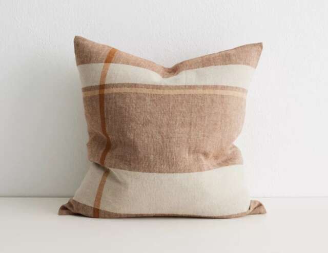 Linen Check Pillow Cover Farmhouse Style Cushion - image 1