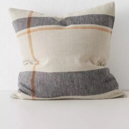 Linen Check Pillow Cover Farmhouse Style Cushion - thumbnail 2