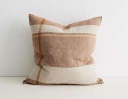 Linen Check Pillow Cover Farmhouse Style Cushion - thumbnail 1
