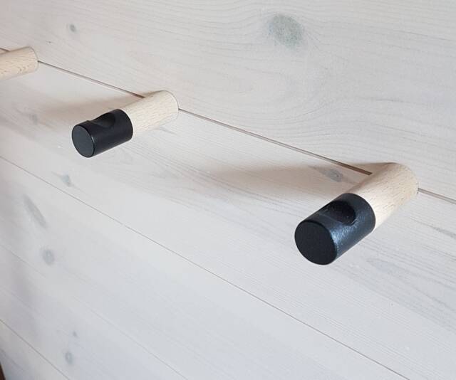 Black Wall Hook/Set Of 5/Wooden Towel Hook/ Modern Wooden Hook/Coat Rack/Minimalistic Hangers/Beech Wood/Home Decor/Kitchen Hook - image 1