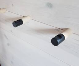 Black Wall Hook/Set Of 5/Wooden Towel Hook/ Modern Wooden Hook/Coat Rack/Minimalistic Hangers/Beech Wood/Home Decor/Kitchen Hook - thumbnail 1