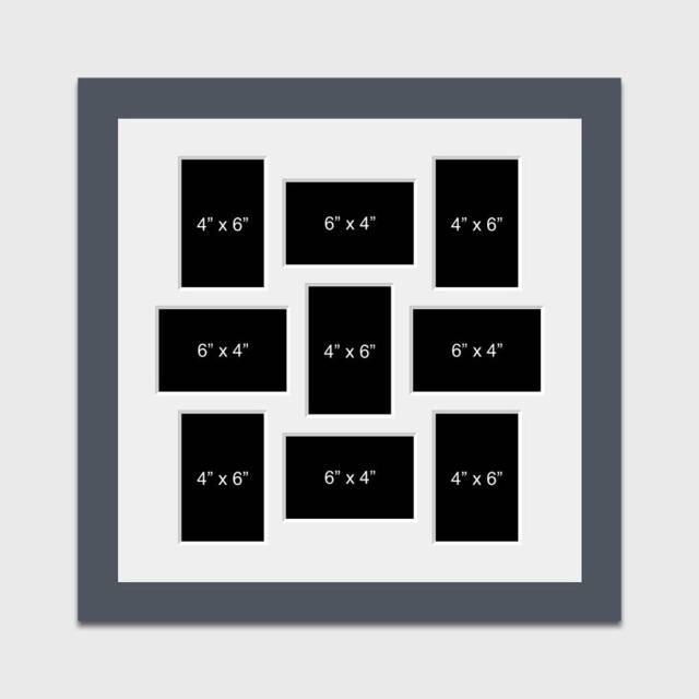 Multi Photo Picture Frame - Holds 9 6x4 Photos in A Dark Grey Wood Frame - image 1