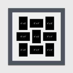 Multi Photo Picture Frame - Holds 9 6x4 Photos in A Dark Grey Wood Frame