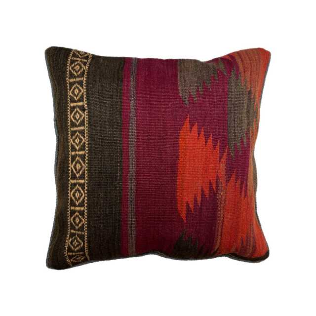 "Vintage Afghan Handwoven Red Kilim Carpet Cushion Cover, 45cm X 45cm, - 18"" 18" - image 1