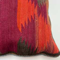 "Vintage Afghan Handwoven Red Kilim Carpet Cushion Cover, 45cm X 45cm, - 18"" 18" - thumbnail 3