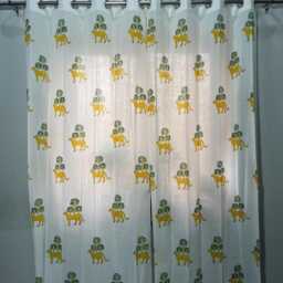 Tropical Safari Cotton Curtain Panel, Yellow Leopard Print Drapes - thumbnail 2