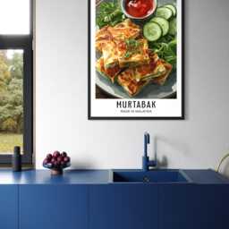 Malaysian Murtabak Poster - Stuffed Pancake Illustration, Southeast Asian Street Food Print, Malaysia Travel Decor, Home Kitchen Print - thumbnail 3
