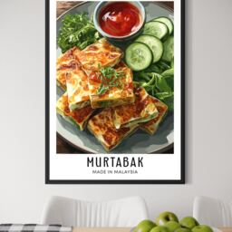 Malaysian Murtabak Poster - Stuffed Pancake Illustration, Southeast Asian Street Food Print, Malaysia Travel Decor, Home Kitchen Print - thumbnail 2