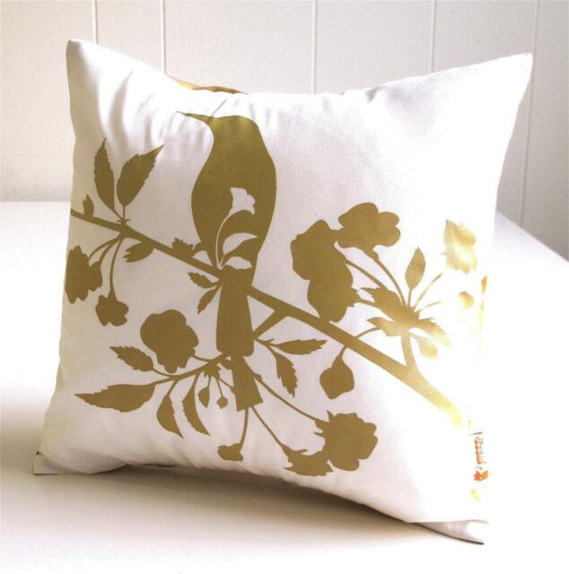Mustard Print On Off White Blooming Blossom-Mini 10.5 Inches Square Pillow - image 1