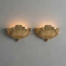 Art Deco Brass Sconce, Sunburst Shell Wall Lamp, Mid Century Modern Lighting Fixture - thumbnail 3