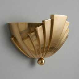 Art Deco Brass Sconce, Sunburst Shell Wall Lamp, Mid Century Modern Lighting Fixture - thumbnail 2