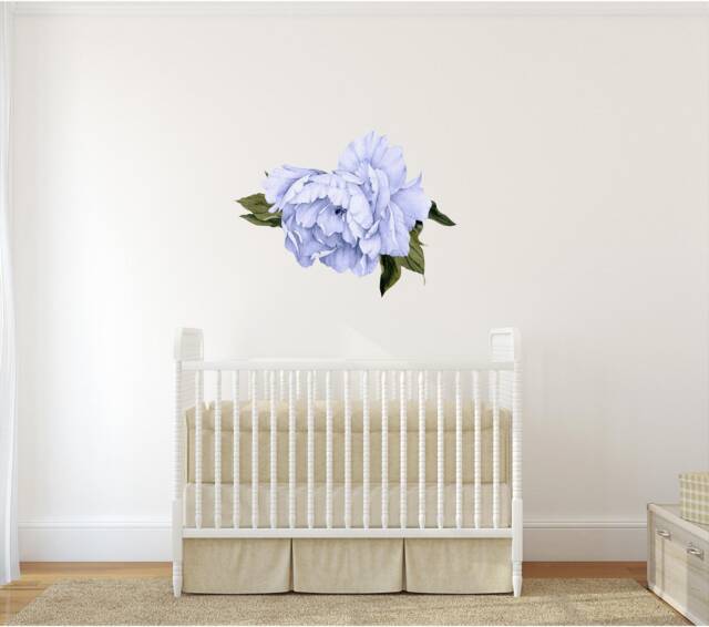 Blue Peony #14 Leaves Removable Wall Decal Individual Blooming Peonies Baby Girl Room Nursery Decor - Customize Your Own Sticker Set