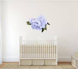 Blue Peony #14 Leaves Removable Wall Decal Individual Blooming Peonies Baby Girl Room Nursery Decor - Customize Your Own Sticker Set - thumbnail 1