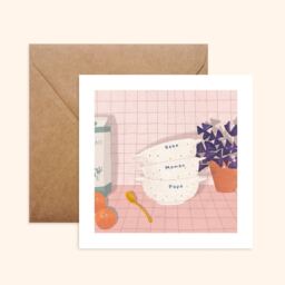 Kraft Card & Envelope - Breton Bowls Hand-Drawn Illustration Printed On Thick Textured Paper Pablo Is A Girl - thumbnail 1