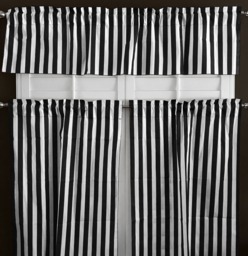 1 Inch Wide Stripes Cotton 3 Piece Kitchen Curtains Valance Set/Window Treatment Bedroom Classroom Diner Rv Home D??cor - thumbnail 1