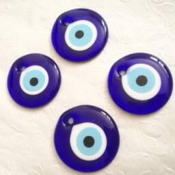 Blue Evil Eye Wall Hanging Handmade Turkish Nazar Amulet, Good Luck Charm - thumbnail 3