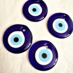 Blue Evil Eye Wall Hanging Handmade Turkish Nazar Amulet, Good Luck Charm - thumbnail 2