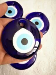 Blue Evil Eye Wall Hanging Handmade Turkish Nazar Amulet, Good Luck Charm