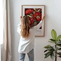 William Morris Print, Art, Exhibition Poster, Botanical Gifts, Peony Decor, Art Red Wall - thumbnail 3