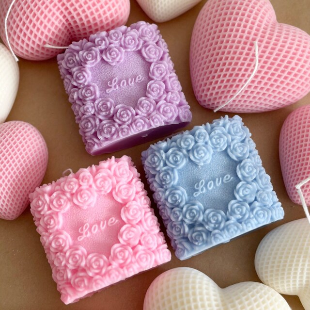 Rose Soy Wax Candle Love Theme, Handmade Home Decor - image 1