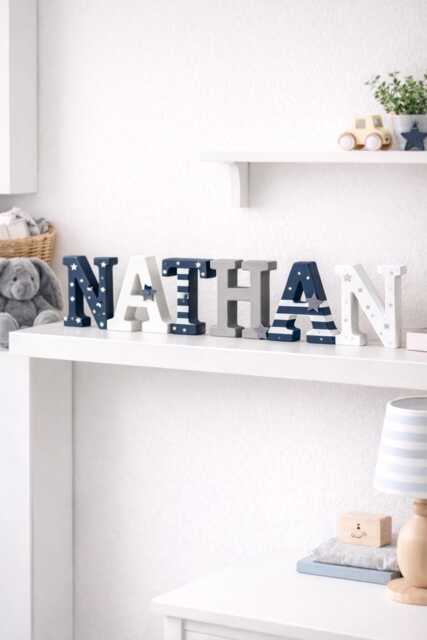 Personalised Wooden Name Sign For Kids Room - Custom Child Bedroom Door & Wall Letters Nursery Decor - image 1