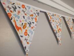 Cute Animals Fabric Bunting - Nursery Decor New Baby Gift Playroom Accessories Children's Wall Hanging - thumbnail 1