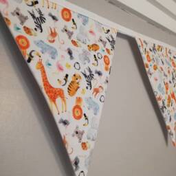 Cute Animals Fabric Bunting - Nursery Decor New Baby Gift Playroom Accessories Children's Wall Hanging - thumbnail 2