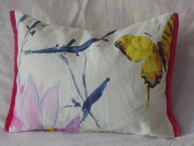Designers Guild Fabric Madame Butterfly Peony 100% Linen Cushion Cover - image 1