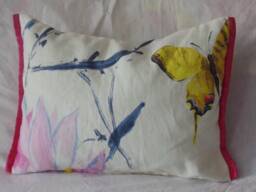 Designers Guild Fabric Madame Butterfly Peony 100% Linen Cushion Cover - thumbnail 1