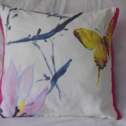Designers Guild Fabric Madame Butterfly Peony 100% Linen Cushion Cover - thumbnail 3