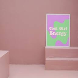 Purple & Green Cool Girl Energy Print - Swirls, Neon Y2K Aesthetic, Abstract, On Trend 2000's Poster, Babe, Groovy Funky Colourful Artwork - thumbnail 3