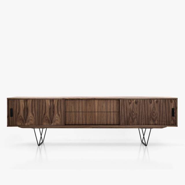 Walnut Tv Unit Mid Century Sideboard Stand Small Scandinvian Cabinet Modern Credenza Minimalist Custom Lowboard Livlo O-S01 - image 1