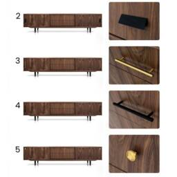 Walnut Tv Unit Mid Century Sideboard Stand Small Scandinvian Cabinet Modern Credenza Minimalist Custom Lowboard Livlo O-S01 - thumbnail 3