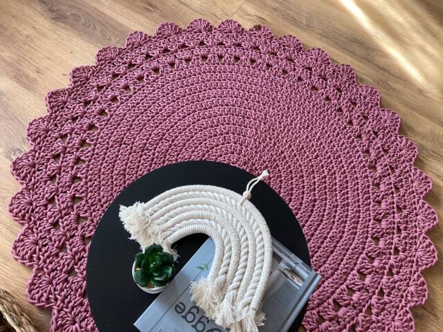 Custom Round Rug - Handmade Crochet Circle Carpet in Many Colors - image 1