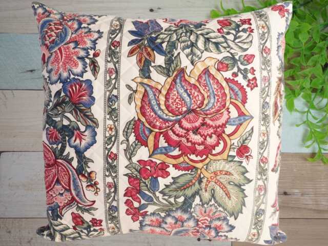 Quilted Floral Print Throw Pillow Cover 17 Inch Square - image 1